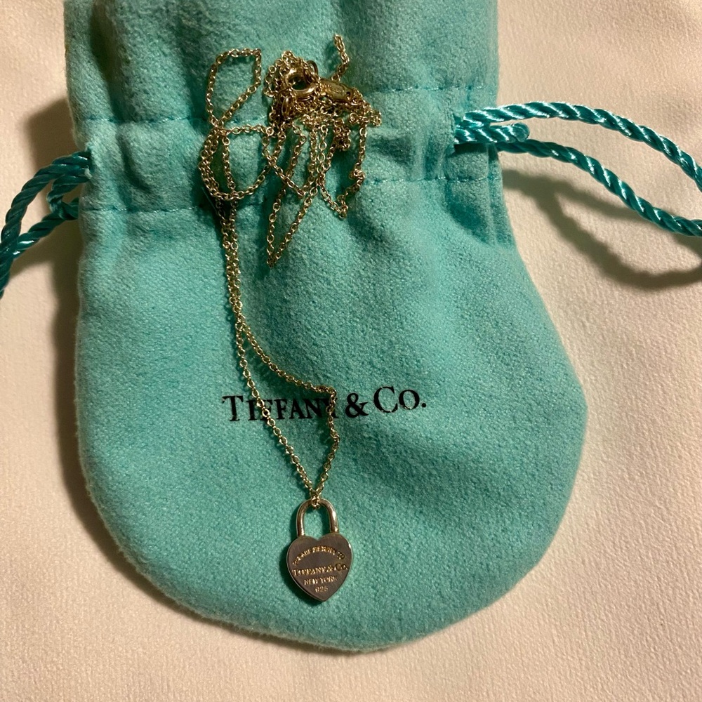 Tiffany & Co. Silver Love Lock Pendant with Blue Pouch